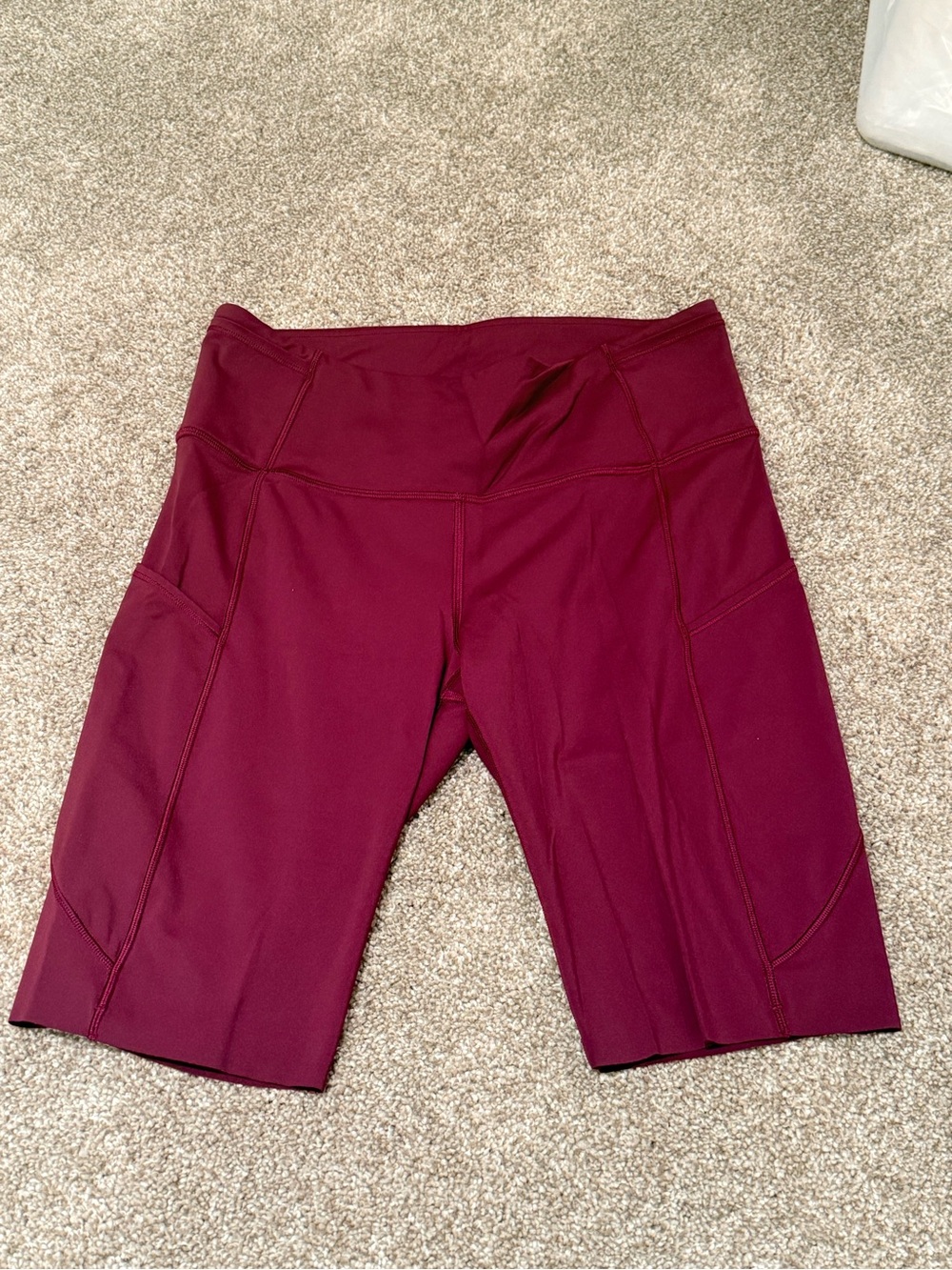 High-Waist Burgundy Women’s Active Shorts